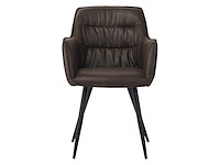 Colenis - manila eetkamerstoel - set van 4 - donkerbruin - microfiber stof- industrieel - met armleuning - afbeelding 2 van  3
