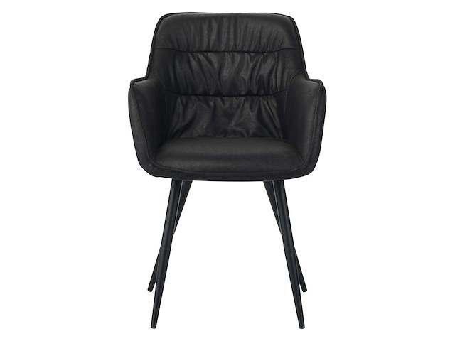 Colenis - manila eetkamerstoel - set van 4 - zwart - microfiber stof- industrieel - met armleuning - afbeelding 4 van  5