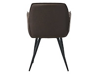 Colenis - manila eetkamerstoel - set van 6 - donkerbruin - microfiber stof- industrieel - met armleuning - afbeelding 3 van  4