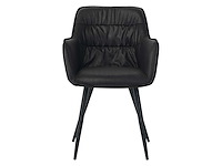 Colenis - manila eetkamerstoel - set van 6 - zwart - microfiber stof- industrieel - met armleuning - afbeelding 3 van  4