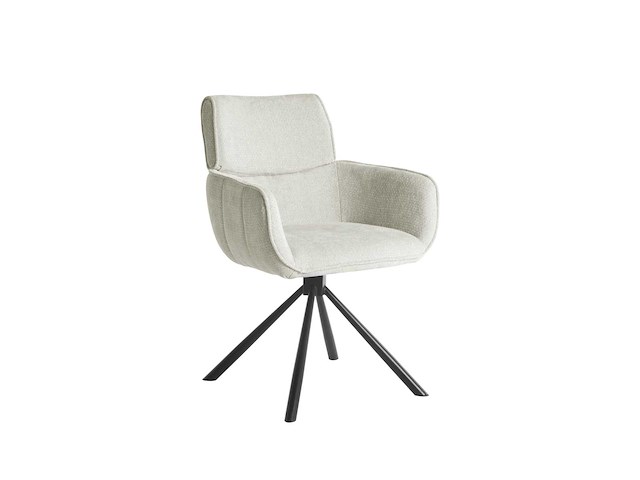 Colenis - marta eetkamerstoel - set van 4 - licht beige - linnen stof - industrieel - metalen poten - stoelen - draaibaar - 180° - afbeelding 1 van  5