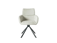 Colenis - marta eetkamerstoel - set van 4 - licht beige - linnen stof - industrieel - metalen poten - stoelen - draaibaar - 180° - afbeelding 2 van  5