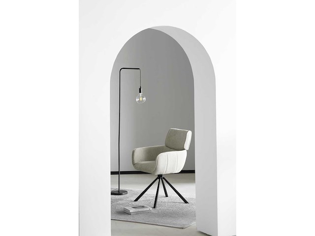 Colenis - marta eetkamerstoel - set van 4 - licht beige - linnen stof - industrieel - metalen poten - stoelen - draaibaar - 180° - afbeelding 3 van  4