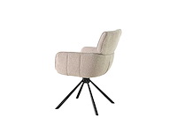 Colenis - marta eetkamerstoel - set van 6 - beige - bouclé stof - industrieel - metalen poten - stoelen - draaibaar - 180° - afbeelding 4 van  5