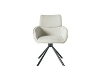 Colenis - marta eetkamerstoel - set van 6 - licht beige - linnen stof - industrieel - metalen poten - stoelen - draaibaar - 180° - afbeelding 1 van  6