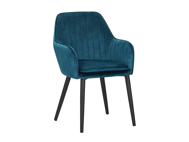 Colenis - melly eetkamerstoel - set van 4 - petrol - fluweel - velvet - met armleuning - afbeelding 1 van  3