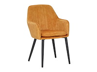 Colenis - melly eetkamerstoel - set van 6 - okergeel - fluweel - velvet - met armleuning - afbeelding 1 van  4