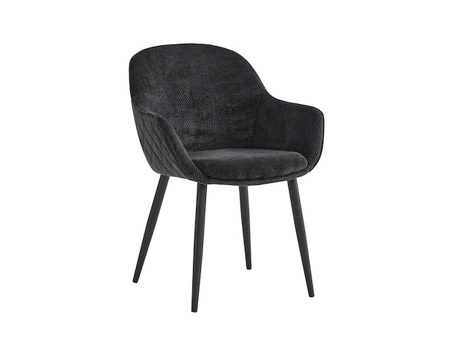 Colenis - metropol eetkamerstoel - set van 4 - zwart - linnen stof - industrieel - met armleuning - afbeelding 1 van  5