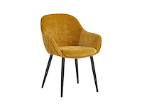 Colenis - metropol eetkamerstoel - set van 6 - okergeel - linnen stof - industrieel - met armleuning - stoel - afbeelding 1 van  5