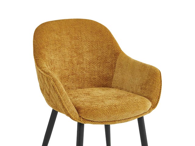 Colenis - metropol eetkamerstoel - set van 6 - okergeel - linnen stof - industrieel - met armleuning - stoel - afbeelding 5 van  5