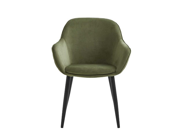 Colenis - metropol eetkamerstoel - set van 6 - olijfgroen - velvet - industrieel - met armleuning - stoel - afbeelding 3 van  5