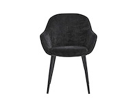 Colenis - metropol eetkamerstoel - set van 6 - zwart - linnen stof - industrieel - met armleuning - afbeelding 3 van  5