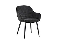 Colenis - metropol eetkamerstoel - set van 6 - zwart - linnen stof - industrieel - met armleuning - afbeelding 1 van  5