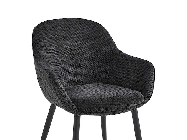 Colenis - metropol eetkamerstoel - set van 6 - zwart - linnen stof - industrieel - met armleuning - afbeelding 5 van  5