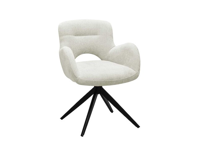 Colenis - olena eetkamerstoelen - set van 4 - taupe - linnen stof - luxe gestoffeerde zitting - industrieel design - metalen poten - afbeelding 1 van  6