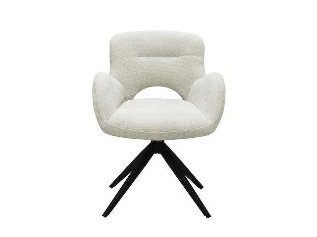 Colenis - olena eetkamerstoelen - set van 4 - taupe - linnen stof - luxe gestoffeerde zitting - industrieel design - metalen poten - afbeelding 4 van  6