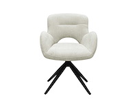 Colenis - olena eetkamerstoelen - set van 4 - taupe - linnen stof - luxe gestoffeerde zitting - industrieel design - metalen poten - afbeelding 4 van  6