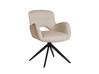 Colenis - olena eetkamerstoelen - set van 6 - licht beige - linnen stof - luxe gestoffeerde zitting - industrieel design - metalen poten - afbeelding 1 van  6