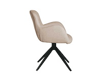 Colenis - olena eetkamerstoelen - set van 6 - licht beige - linnen stof - luxe gestoffeerde zitting - industrieel design - metalen poten - afbeelding 5 van  6