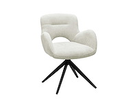 Colenis - olena eetkamerstoelen - set van 6 - taupe - linnen stof - luxe gestoffeerde zitting - industrieel design - metalen poten - afbeelding 1 van  6