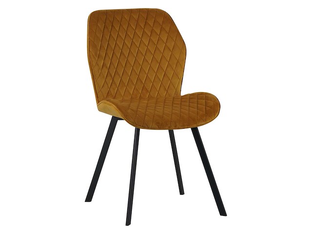 Colenis - rio eetkamerstoel - set van 6 - okergeel - fluweel - velvet - industrieel - stoel - afbeelding 1 van  4