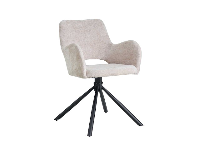 Colenis - roma eetkamerstoel - set van 4 - beige - chenille stof - design - industrieel - metalen poten - afbeelding 1 van  3