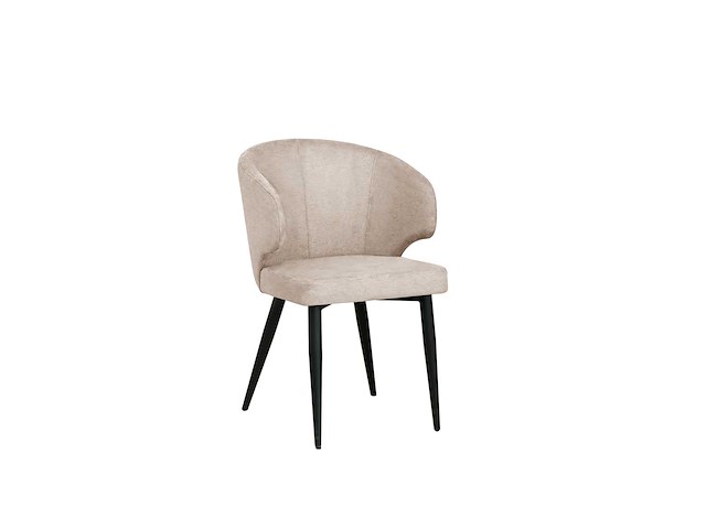 Colenis - sara eetkamerstoel - set van 4 - taupe - chenille stof - industrieel - zwarte poten - afbeelding 1 van  5