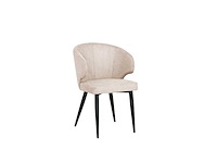 Colenis - sara eetkamerstoel - set van 6 - beige - chenille stof - industrieel - zwarte poten - afbeelding 1 van  5