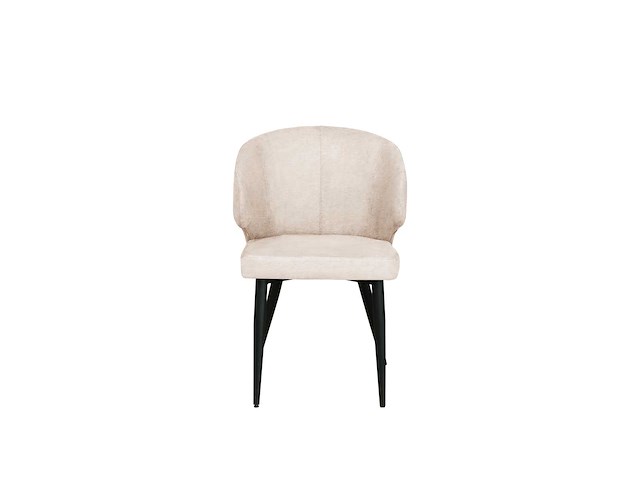 Colenis - sara eetkamerstoel - set van 6 - beige - chenille stof - industrieel - zwarte poten - afbeelding 2 van  5