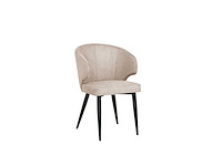 Colenis - sara eetkamerstoel - set van 6 - taupe - chenille stof - industrieel - zwarte poten - afbeelding 1 van  5