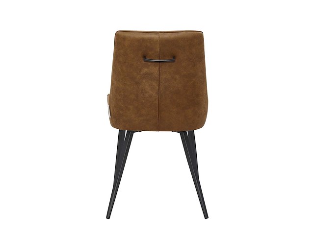 Colenis - skandi eetkamerstoel - set van 4 - cognac - microvezel - microfiber - industrieel - design - comfortabele en duurzame eetkamerstoelen - afbeelding 2 van  4