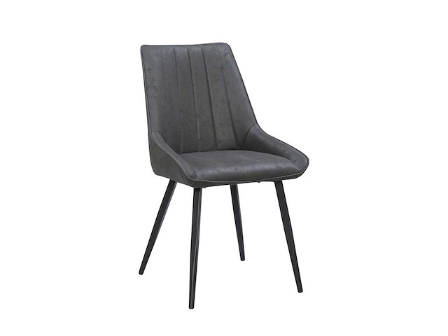 Colenis - skandi eetkamerstoel - set van 6 - antraciet - microvezel - microfiber - industrieel - design - comfortabele en duurzame eetkamerstoelen - afbeelding 1 van  4