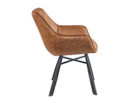 Colenis - solido eetkamerstoel - set van 6 - cognac - microfiber stof - industrieel - met armleuning - stoel - afbeelding 2 van  2