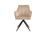 Colenis - sophie eetkamerstoel - set van 4 - beige - adoré velvet - met armleuning - afbeelding 2 van  2