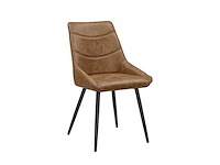 Colenis - svensk eetkamerstoel - set van 4 - cognac - microvezel - microfiber - industrieel - design - comfortabele en duurzame eetkamerstoelen - afbeelding 1 van  4
