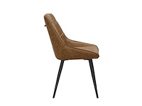 Colenis - svensk eetkamerstoel - set van 4 - cognac - microvezel - microfiber - industrieel - design - comfortabele en duurzame eetkamerstoelen - afbeelding 2 van  4