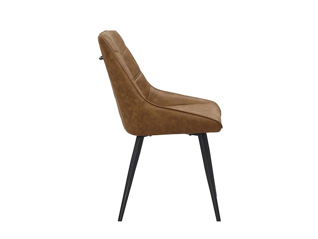 Colenis - svensk eetkamerstoel - set van 4 - cognac - microvezel - microfiber - industrieel - design - comfortabele en duurzame eetkamerstoelen - afbeelding 2 van  4