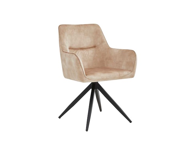 Colenis - tess eetkamerstoel - set van 6 - beige - adoré velvet - met armleuning - afbeelding 1 van  4