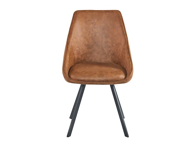 Colenis - twisty eetkamerstoel - set van 4 - cognac - microfiber - zwarte poten - afbeelding 2 van  4