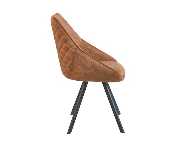 Colenis - twisty eetkamerstoel - set van 4 - cognac - microfiber - zwarte poten - afbeelding 3 van  4