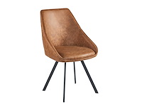 Colenis - twisty eetkamerstoel - set van 4 - cognac - microfiber - zwarte poten - afbeelding 1 van  1