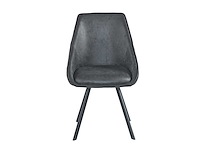 Colenis - twisty eetkamerstoel - set van 6 - antraciet - microfiber - zwarte poten - afbeelding 1 van  2