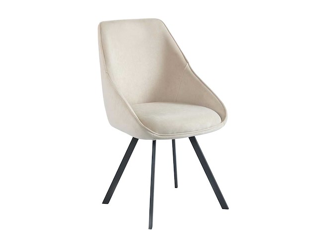 Colenis - twisty eetkamerstoel - set van 6 - beige - velvet - zwarte poten - afbeelding 1 van  2