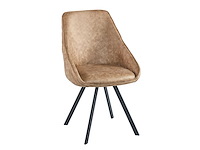 Colenis - twisty eetkamerstoel - set van 6 - wood - microfiber - zwarte poten - afbeelding 1 van  3