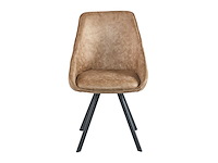 Colenis - twisty eetkamerstoel - set van 6 - wood - microfiber - zwarte poten - afbeelding 2 van  3