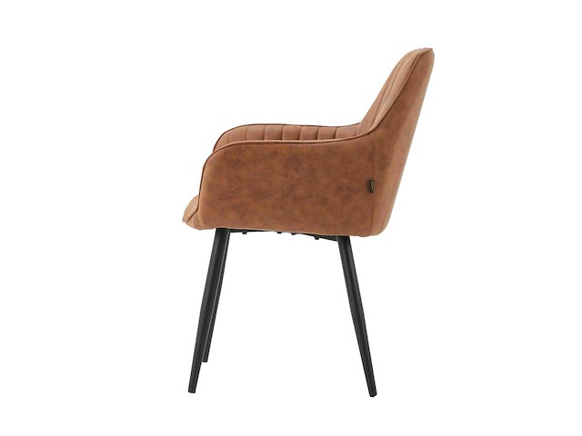 Colenis - veli eetkamerstoel - set van 4 - cognac - microfiber stof - met armleuning - afbeelding 1 van  1