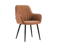 Colenis - veli eetkamerstoel - set van 6 - cognac - microfiber stof - met armleuning - afbeelding 1 van  4