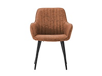 Colenis - veli eetkamerstoel - set van 6 - cognac - microfiber stof - met armleuning - afbeelding 2 van  4