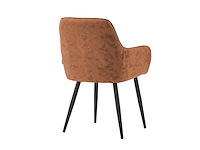 Colenis - veli eetkamerstoel - set van 6 - cognac - microfiber stof - met armleuning - afbeelding 4 van  4