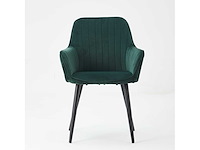 Colenis - veli eetkamerstoel - set van 6 - groen - velvet - met armleuning - afbeelding 2 van  4